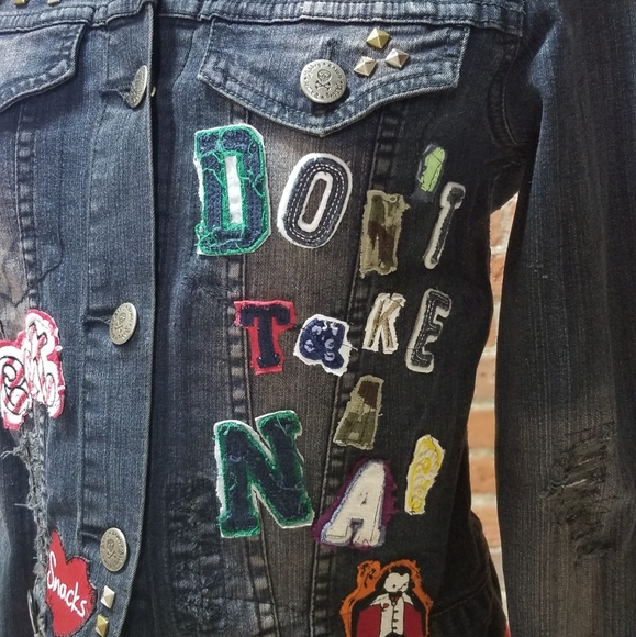 "Don't take a nap" denim jean jacket by reFabjack - Picture 1 of 8